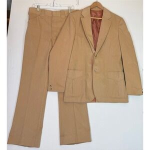 VTG Circle S Tan Corduroy Western Style 2pc Suit Cowboy Ranch  Sz 40L